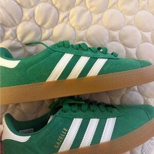 Adidas Gazelle Green and White NWOT